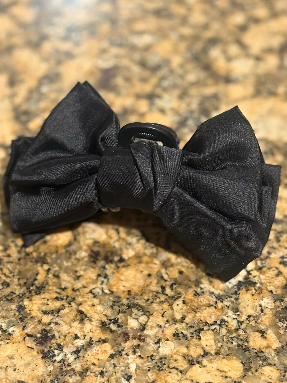 Black Satin Ribbon Bow Claw Clip Hair Accessory 5” Victorian Romantic Goth NWOT